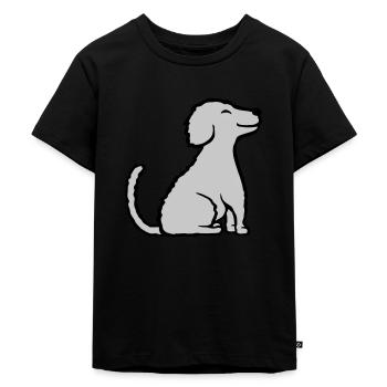 Happy seated good dog - Kids Premium Organic T-Shirt - black - Front - Mikhail (115cm)