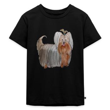 Yorkshire terrier - Kids Premium Organic T-Shirt - black - Front - Mikhail (115cm)