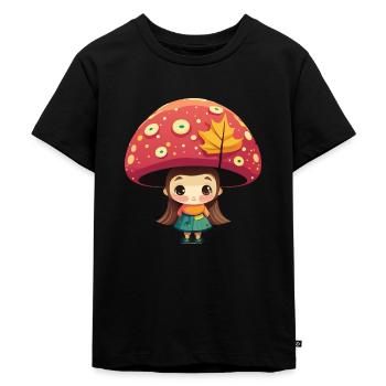mushroom - Kids Premium Organic T-Shirt - black - Front - Mikhail (115cm)
