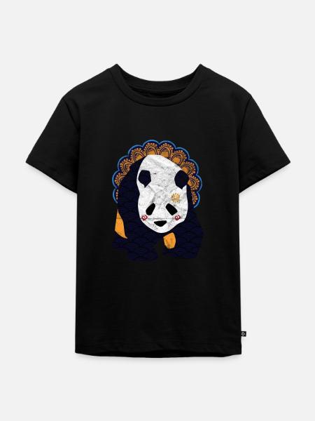 Globaler Nomadenpanda - Kinder Premium Bio T-Shirt - Schwarz