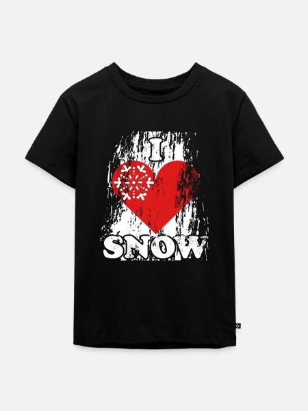 Schnee Liebe Winter Geschenk - Kinder Premium Bio T-Shirt - Schwarz