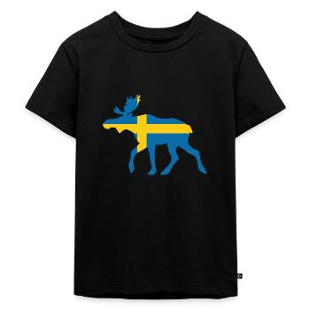 Sweden Moose - Kinder Premium Bio T-Shirt - Schwarz - Vorne - Mikhail (115cm)