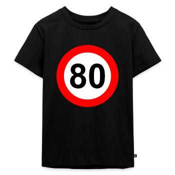 Road sign speed limit 80 - Kids Premium Organic T-Shirt - black - Front - Mikhail (115cm)