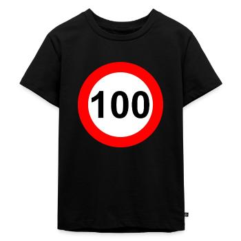 Road sign speed limit 100 - Kids Premium Organic T-Shirt - black - Front - Mikhail (115cm)