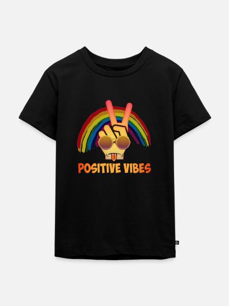 Positive Schwingungen - Kinder Premium Bio T-Shirt - Schwarz
