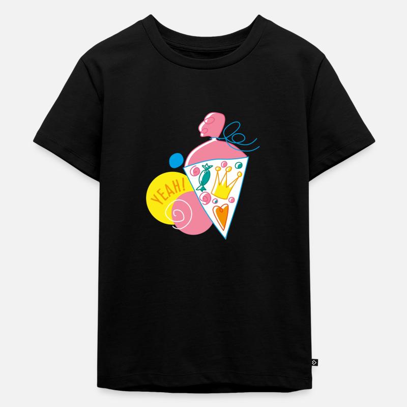 Illustration Schulanfang YEAH grafitiny - Kinder Premium Bio T-Shirt - Schwarz