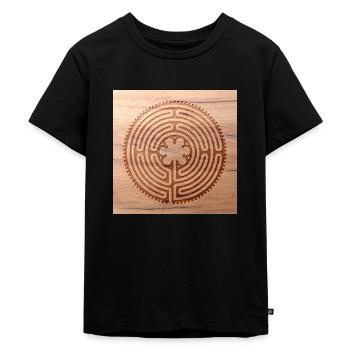 Chartres Labyrinth Short Way - Wood Cut Out 1 - Kids Premium Organic T-Shirt - black - Front - Mikhail (115cm)
