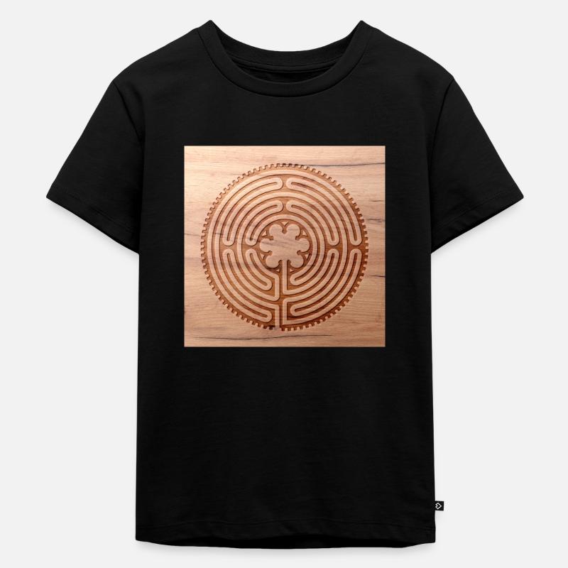 Labyrinthe de Chartres Short Way - Bois découpé 1 - T-shirt Premium bio Enfant - noir