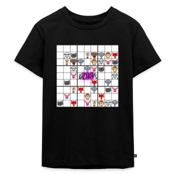 Sudoku vs zoo Doku - Tiere in einem Sudokurätsel. - Kinder Premium Bio T-Shirt - Schwarz - Vorne - Mikhail (115cm)