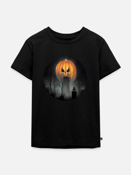 Erschreckender Halloween Kürbis - Kinder Premium Bio T-Shirt - Schwarz