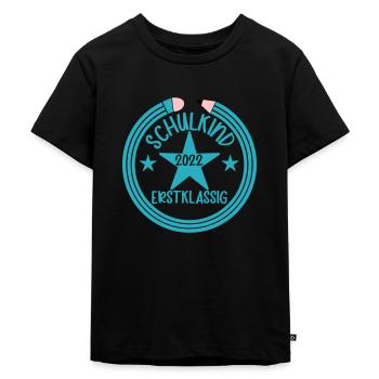 Erstklässler Schulkind 2022 Einschulung - Kinder Premium Bio T-Shirt - Schwarz - Vorne - Mikhail (115cm)