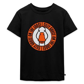 goose on the loose - Kinder Premium Bio T-Shirt - Schwarz - Vorne - Mikhail (115cm)