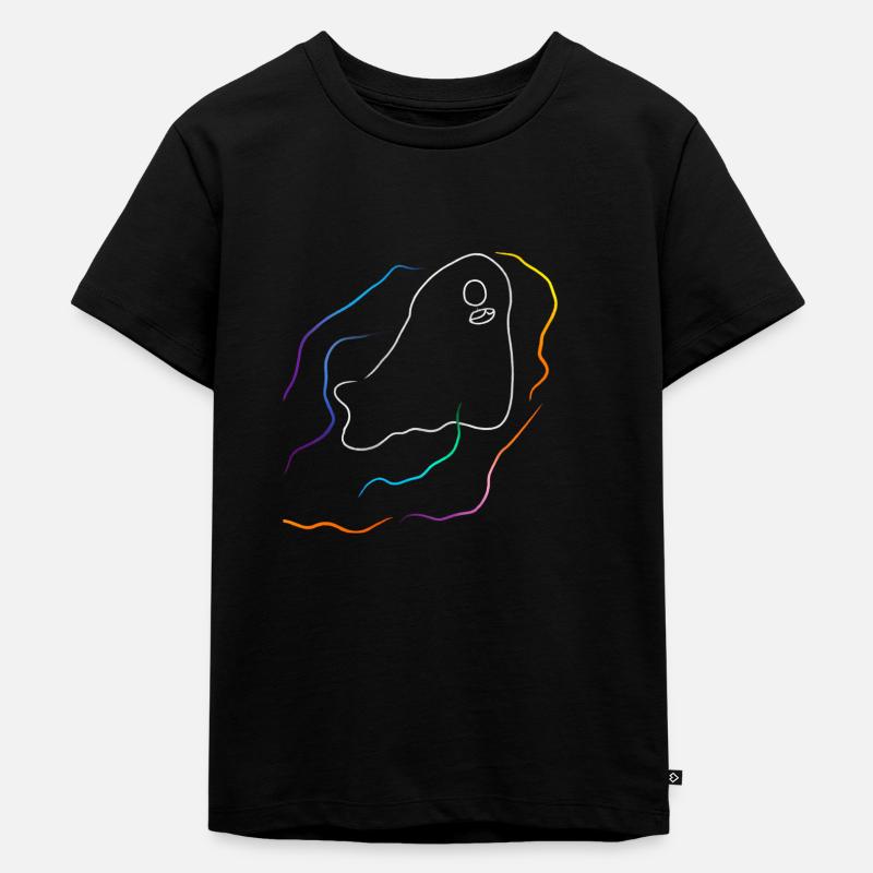 Geist mit Regenbogen Linien - Kinder Premium Bio T-Shirt - Schwarz
