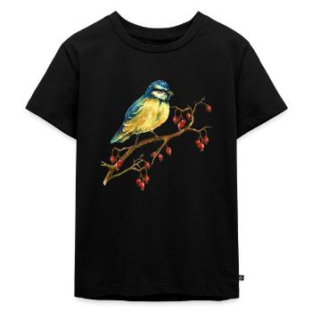 Bunter Vogel - Kinder Premium Bio T-Shirt - Schwarz - Vorne - Mikhail (115cm)