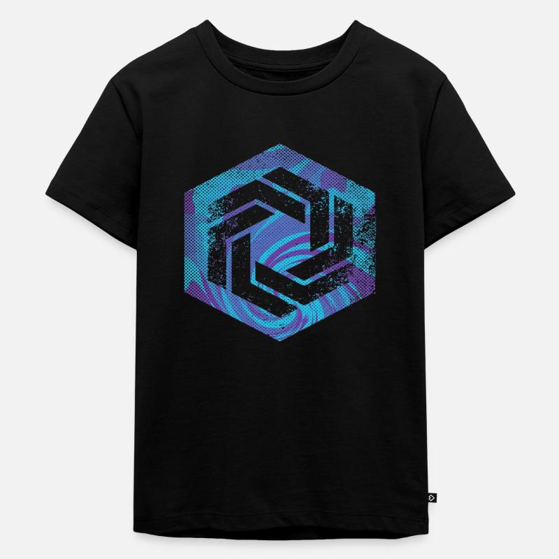 hexagon programming programmer coding geometric - Kids Premium Organic T-Shirt - black