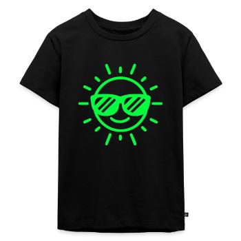 Zonnebril Happy Face Sun Neon Groen - Kinderen Premium Bio T-shirt - zwart - Voor - Mikhail (115cm)
