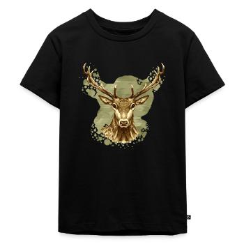 Hirsch - Kinder Premium Bio T-Shirt - Schwarz - Vorne - Mikhail (115cm)