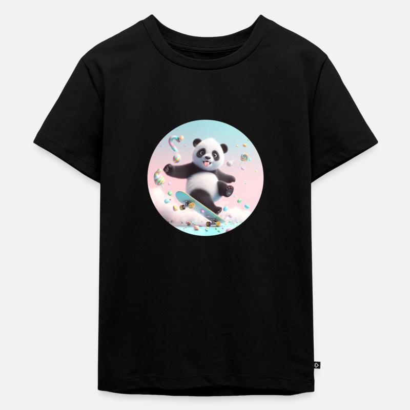 Bébé Panda à Skateboard - T-shirt Premium bio Enfant - noir