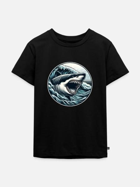 Weißer Hai - Kinder Premium Bio T-Shirt - Schwarz