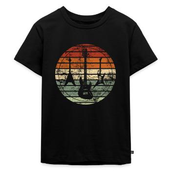 Retro Gitarre - Vintage Geschenkidee - Kinder Premium Bio T-Shirt - Schwarz - Vorne - Mikhail (115cm)
