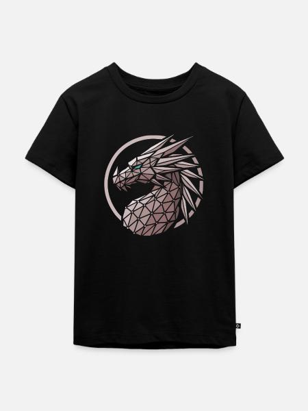 Polygone Drachenkopf - Kinder Premium Bio T-Shirt - Schwarz