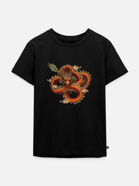 Roter Drache - Kinder Premium Bio T-Shirt - Schwarz