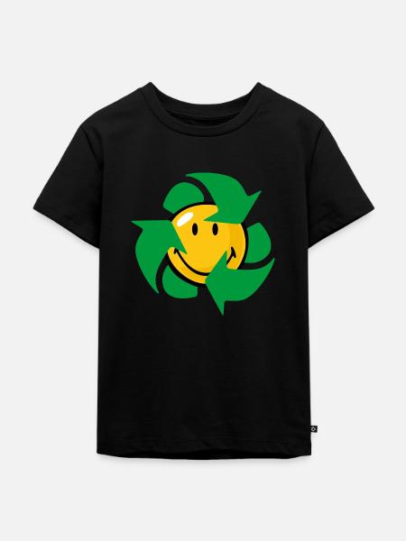 Smiley Recycle - Kinder Premium Bio T-Shirt - Schwarz