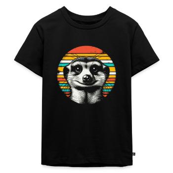 Erdmännchen Retro - Kinder Premium Bio T-Shirt - Schwarz - Vorne - Mikhail (115cm)