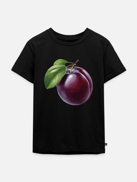 Pflaume - Kinder Premium Bio T-Shirt - Schwarz