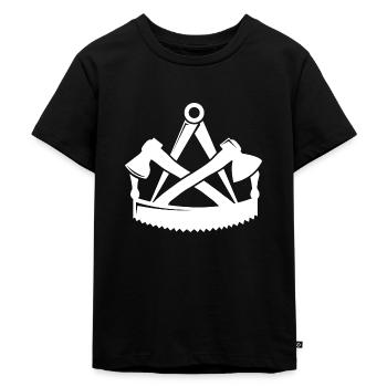 Zimmerer Zunft Logo Zimmermann Zimmerleute - Kinder Premium Bio T-Shirt - Schwarz - Vorne - Mikhail (115cm)
