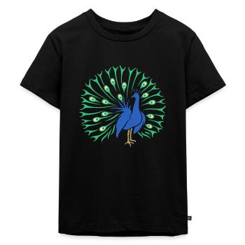Pfau - Kinder Premium Bio T-Shirt - Schwarz - Vorne - Mikhail (115cm)