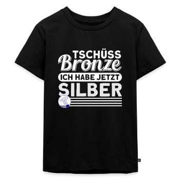 Schwimmer Schwimmprüfung Silber Geschenk - Kinder Premium Bio T-Shirt - Schwarz - Vorne - Mikhail (115cm)