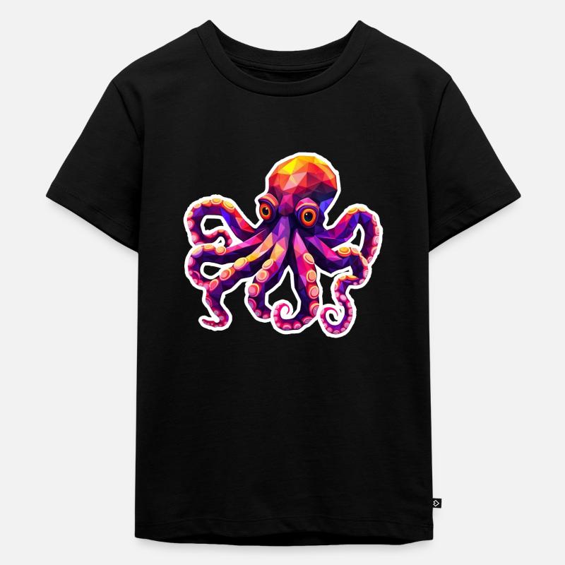 Libérez le Kraken! Poly Octopus coloré - T-shirt Premium bio Enfant - noir