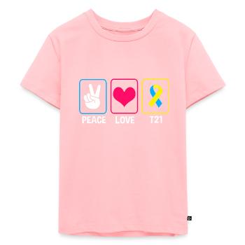 Down syndrome - Kids Premium Organic T-Shirt - rose - Front - AI Model Kid Female (0cm)