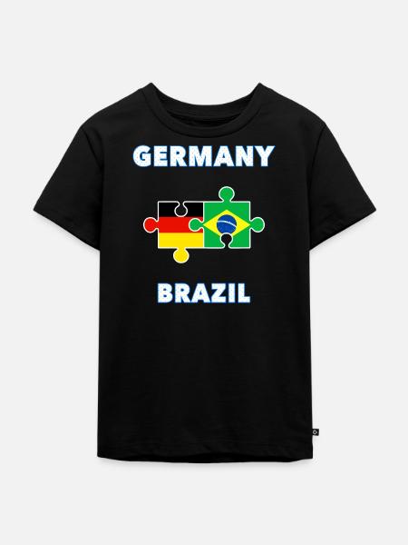 Germany Brazil Puzzle - Kinder Premium Bio T-Shirt - Schwarz