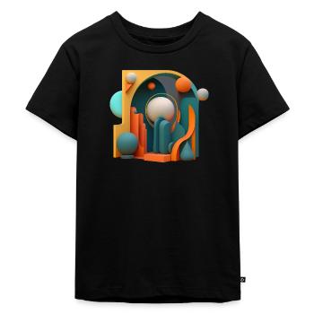 3D - Kinder Premium Bio T-Shirt - Schwarz - Vorne - Mikhail (115cm)