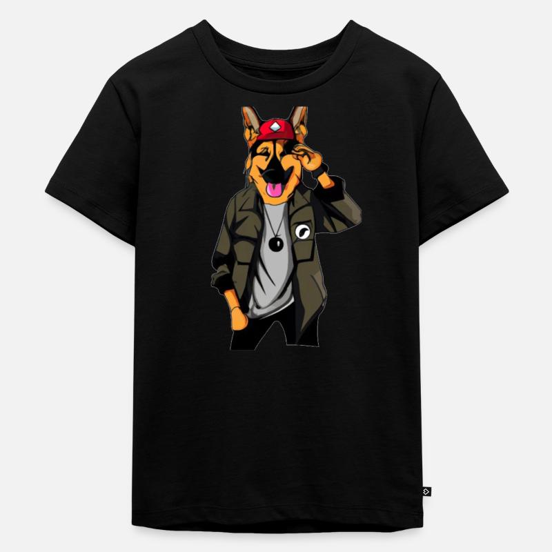 Hund cool mit Cap - Kinder Premium Bio T-Shirt - Schwarz