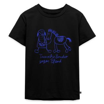 Tausche Bruder gegen Pferd - Kinder Premium Bio T-Shirt - Schwarz - Vorne - Mikhail (115cm)