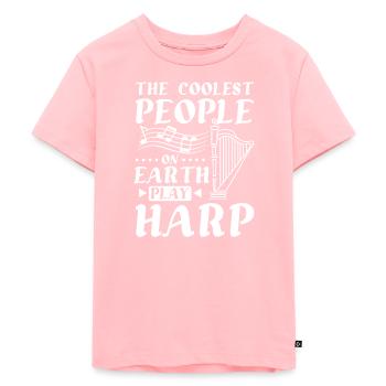 The coolest people on earth play harp - Kids Premium Organic T-Shirt - rose - Front - AI Model Kid Female (0cm)