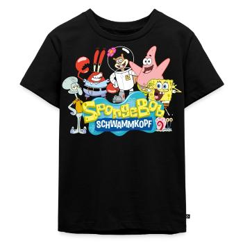 SpongeBob Schwammkopf Logo Patrick Thaddäus Krabs - Kinder Premium Bio T-Shirt - Schwarz - Vorne - Mikhail (115cm)