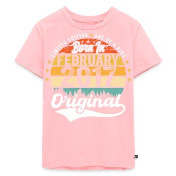 Geboren im Februar 2017 - Geburtstagsgeschenk - Kinder Premium Bio T-Shirt - Rosa - Vorne - AI Model Kid Female (0cm)