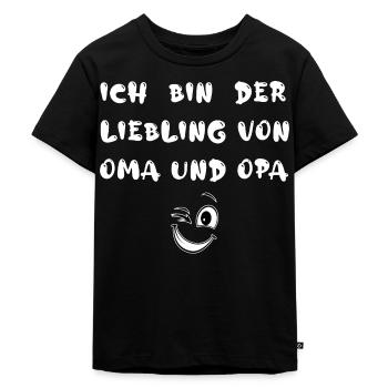 Ich bin der Liebling von OMA und OPA Spruch - Kinder Premium Bio T-Shirt - Schwarz - Vorne - Mikhail (115cm)