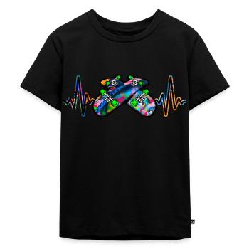 Herzschlag Skater Skateboard Skaten - Kinder Premium Bio T-Shirt - Schwarz - Vorne - Mikhail (115cm)