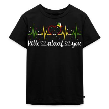Kölle alaaf you Karneval Köln Herzschlag Konfetti - Kinder Premium Bio T-Shirt - Schwarz - Vorne - Mikhail (115cm)