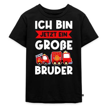 Großer Bruder Feuerwehr Grosser Bruder Geschenk - Kinder Premium Bio T-Shirt - Schwarz - Vorne - Mikhail (115cm)