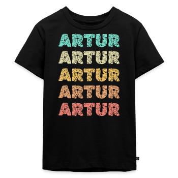 Artur Artur - Kinder Premium Bio T-Shirt - Schwarz - Vorne - Mikhail (115cm)