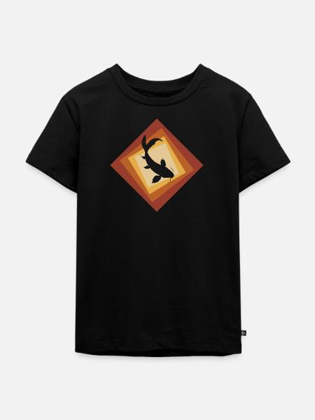 Koi Fisch Teich Fischkopf - Kinder Premium Bio T-Shirt - Schwarz