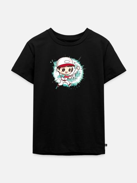 Baseball Baseballspieler - Kinder Premium Bio T-Shirt - Schwarz