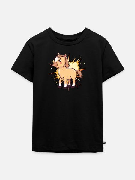 Pferde Pferdekopf - Kinder Premium Bio T-Shirt - Schwarz