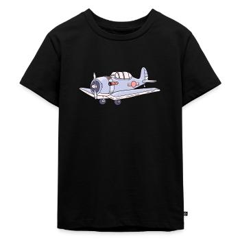 Flugzeug Fliegen Jet - Kinder Premium Bio T-Shirt - Schwarz - Vorne - Mikhail (115cm)